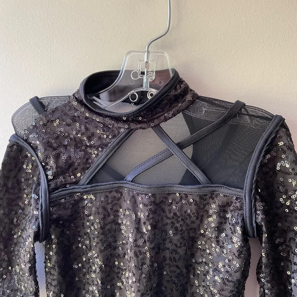 Weissman Black Sequins Dance Biketard